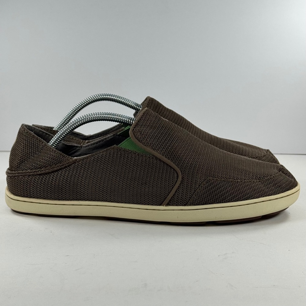 OluKai Nohea Mesh Dark Wood Mens Slip On Shoes 10188-13AP Size 10